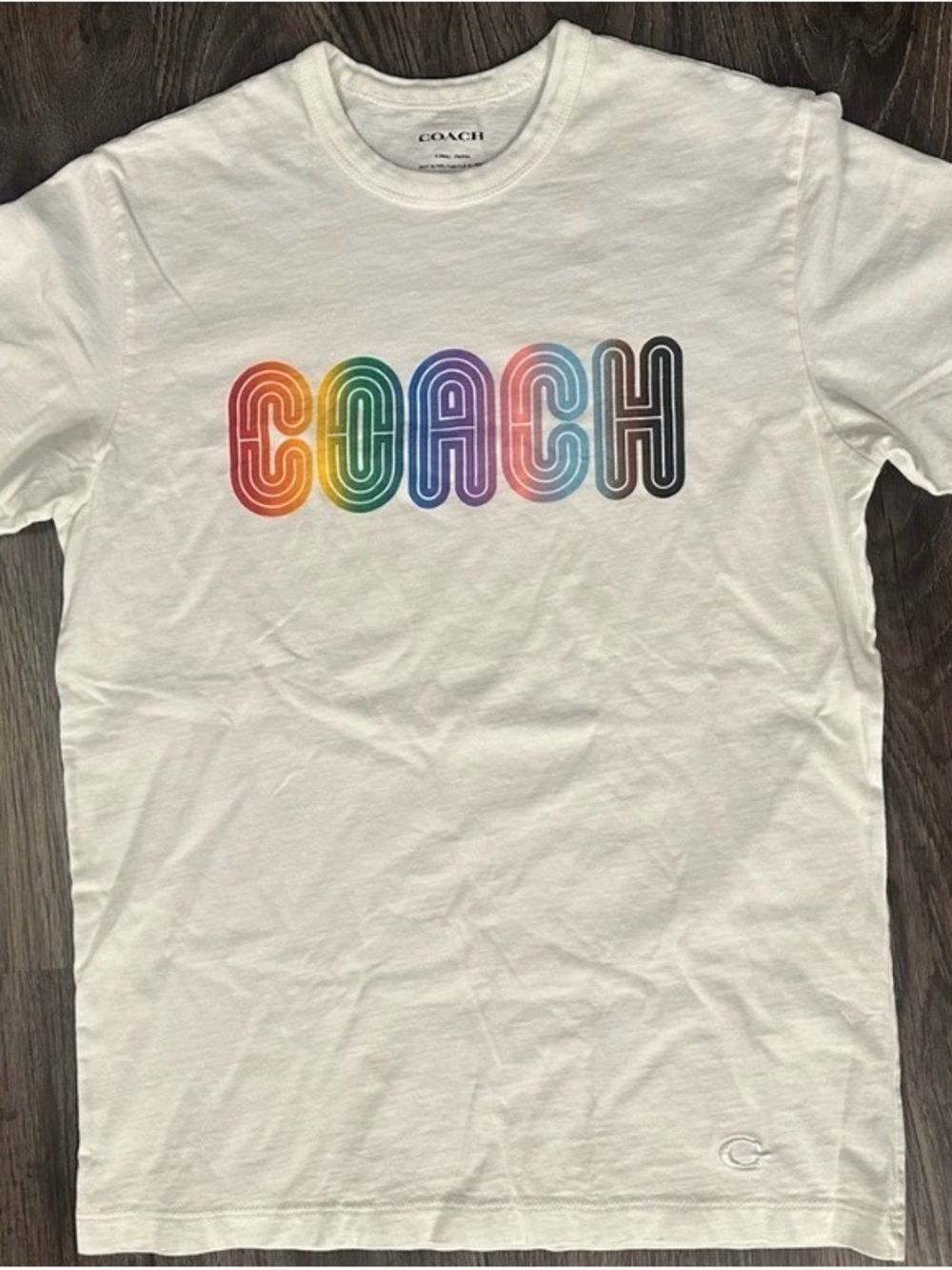Coach Men’s White Rainbow Pride Logo Tee Size XS